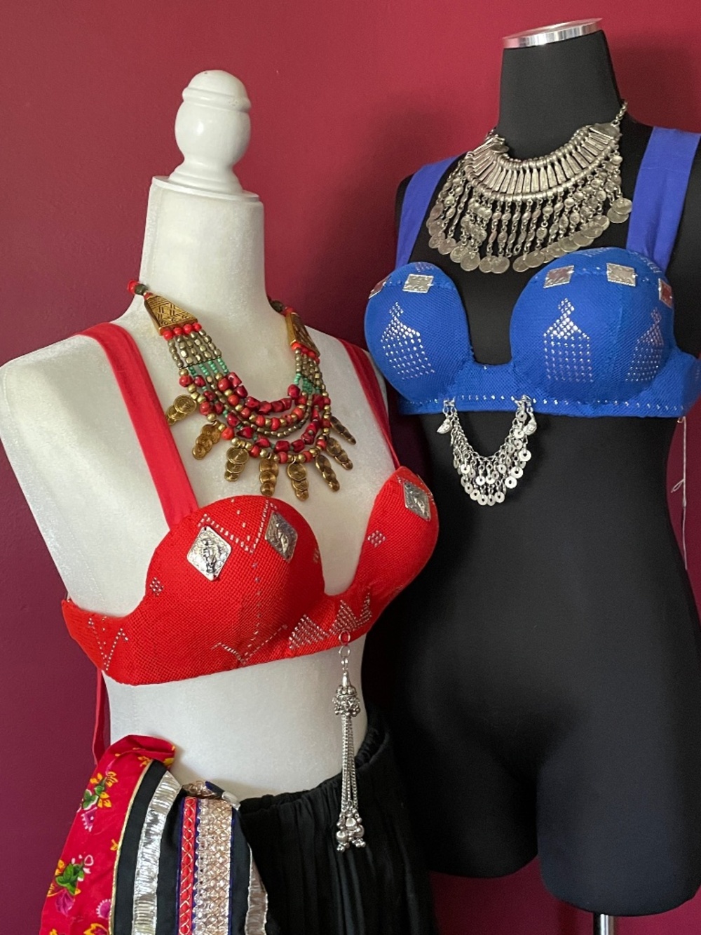 Egyptian Assuit Bra Top: Orange Fair Trade Silver Patterns